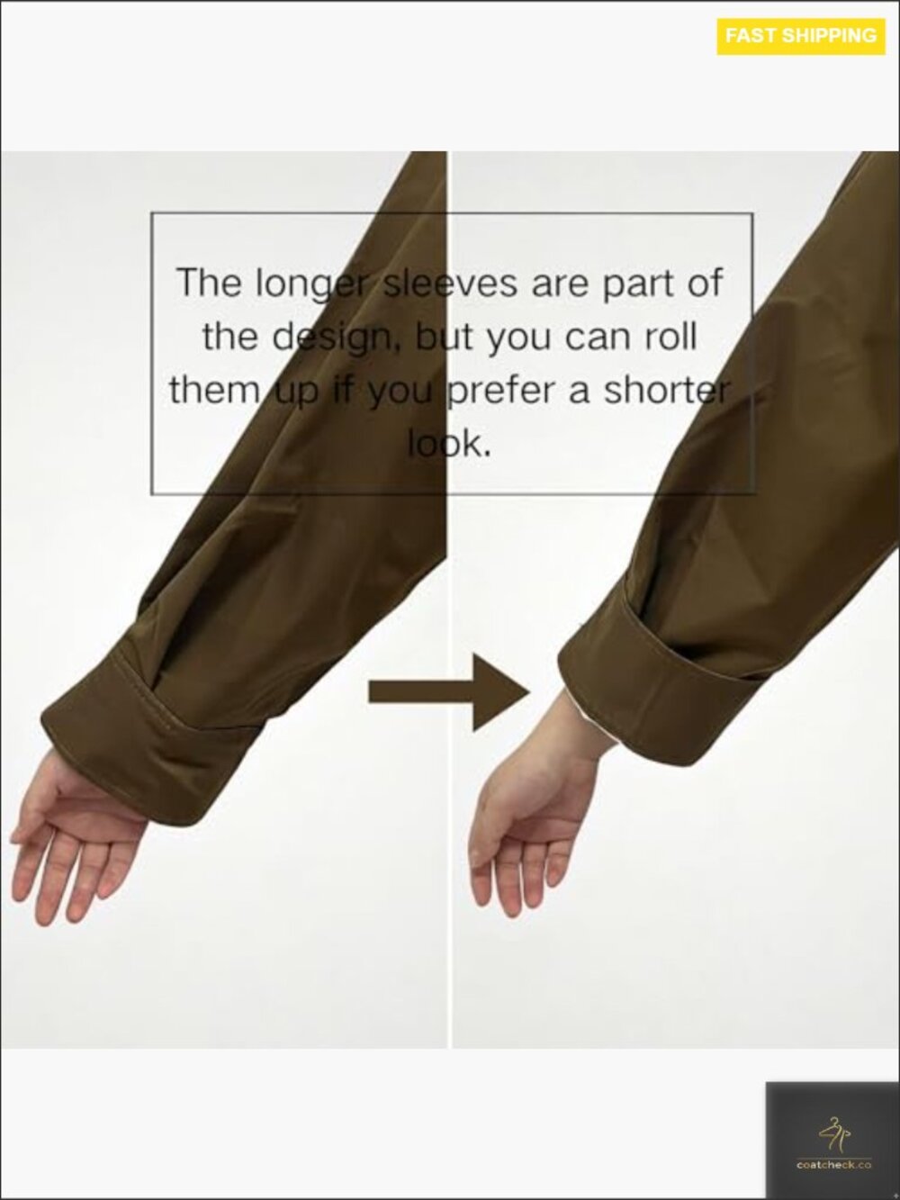 Cropped Pleated Jacket Casual Lapel Collar Long Sleeve Button Down Trench Coat - Picture 6 of 7
